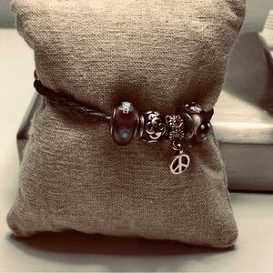 Pandora Purple Beaded Bracelet with Silver Accents